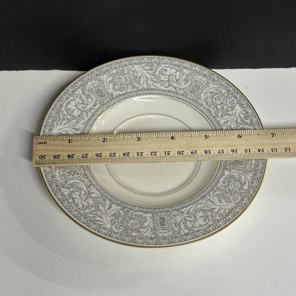 Franciscan Renaissance Grey SAUCER For Footed‎ Soup Bowl Floral Leaves Gold Trim